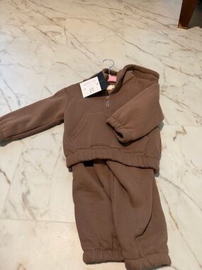 Legacy Kids Brown Hooded Sweatshirt & Joggers Matching Set